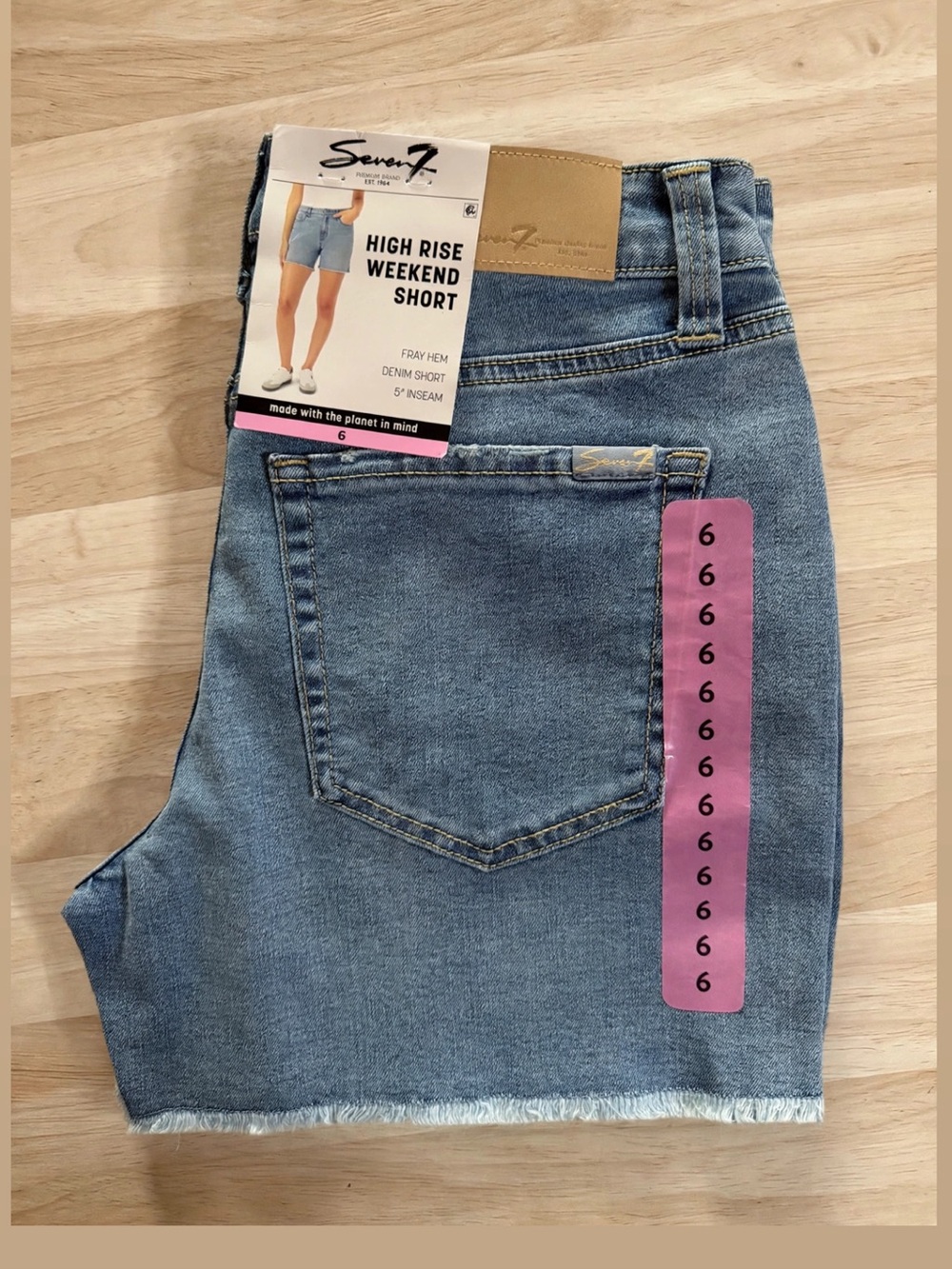 Seven7 Light Blue High-Rise Denim Shorts